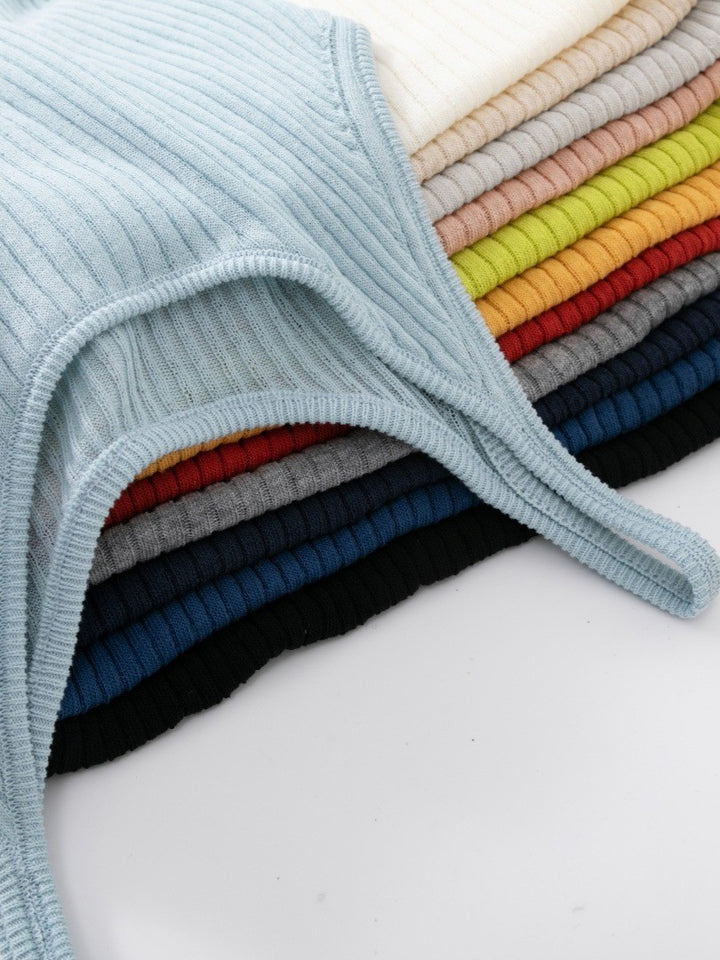 リネンブレンドUネックリブタンクトップ（パステル）