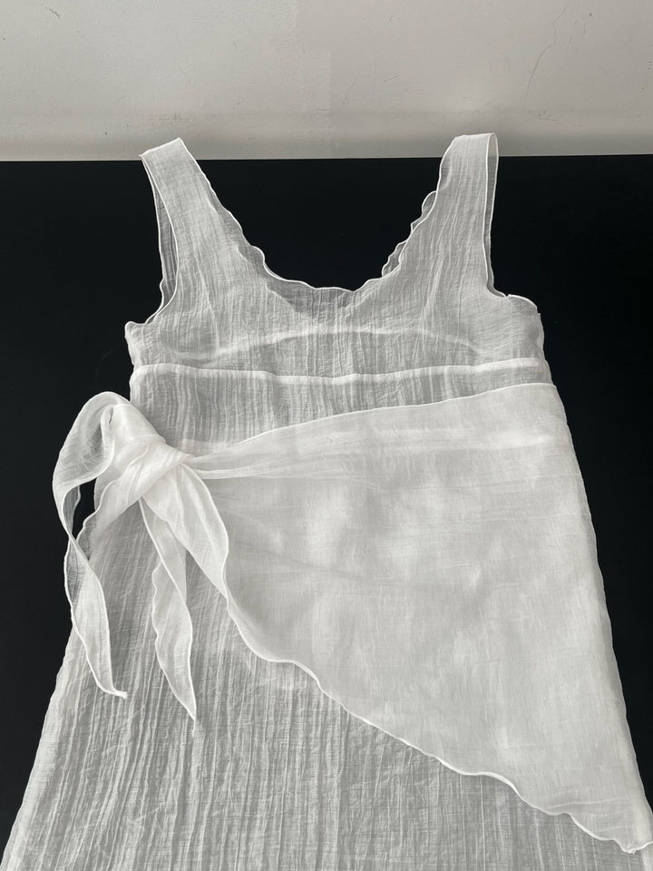 スカーフ付きテクスチャーワンピース