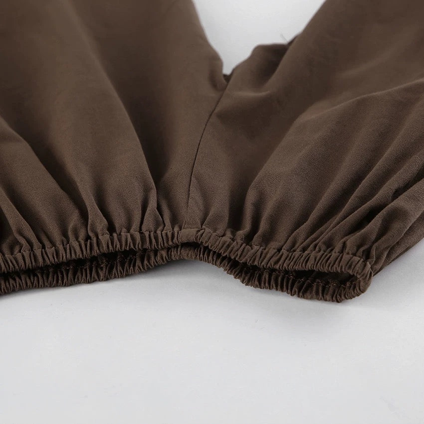 バルーンスリーブオフショルミニワンピース