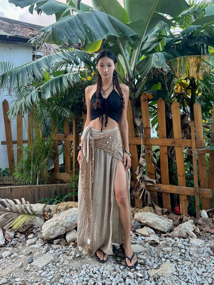 貝殻付きクロシェ大判ストール