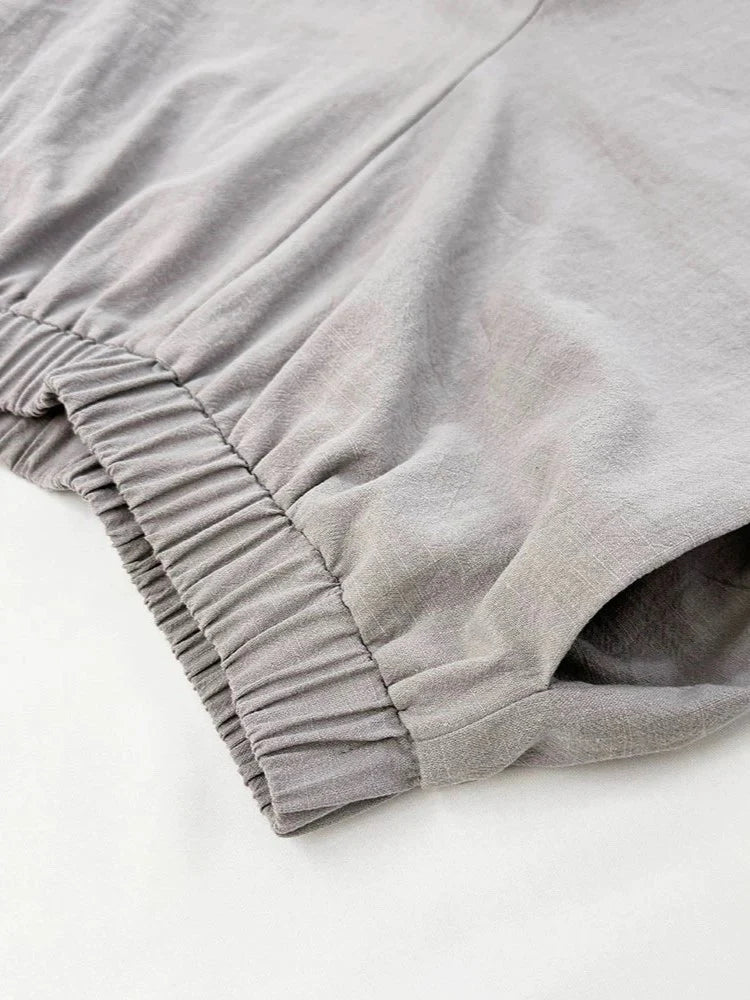 【アウトレット】(即納) コットンレースアップルーズパンツセット