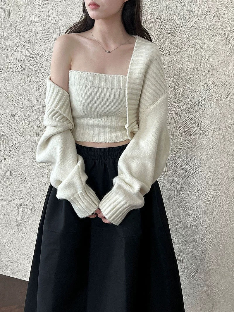 ウール混ニットボレロアンサンブル