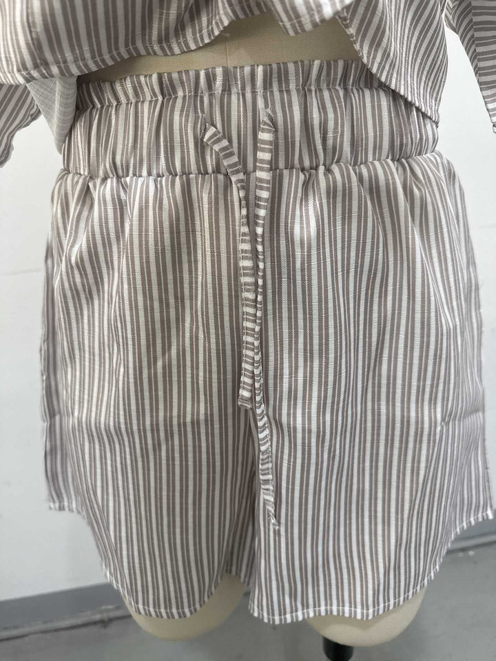 ストライプルーズ半袖シャツショーツセット
