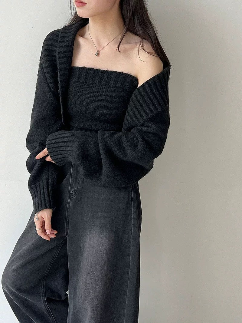 ウール混ニットボレロアンサンブル