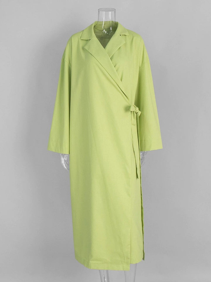 オープンカラーラップロングジャケット