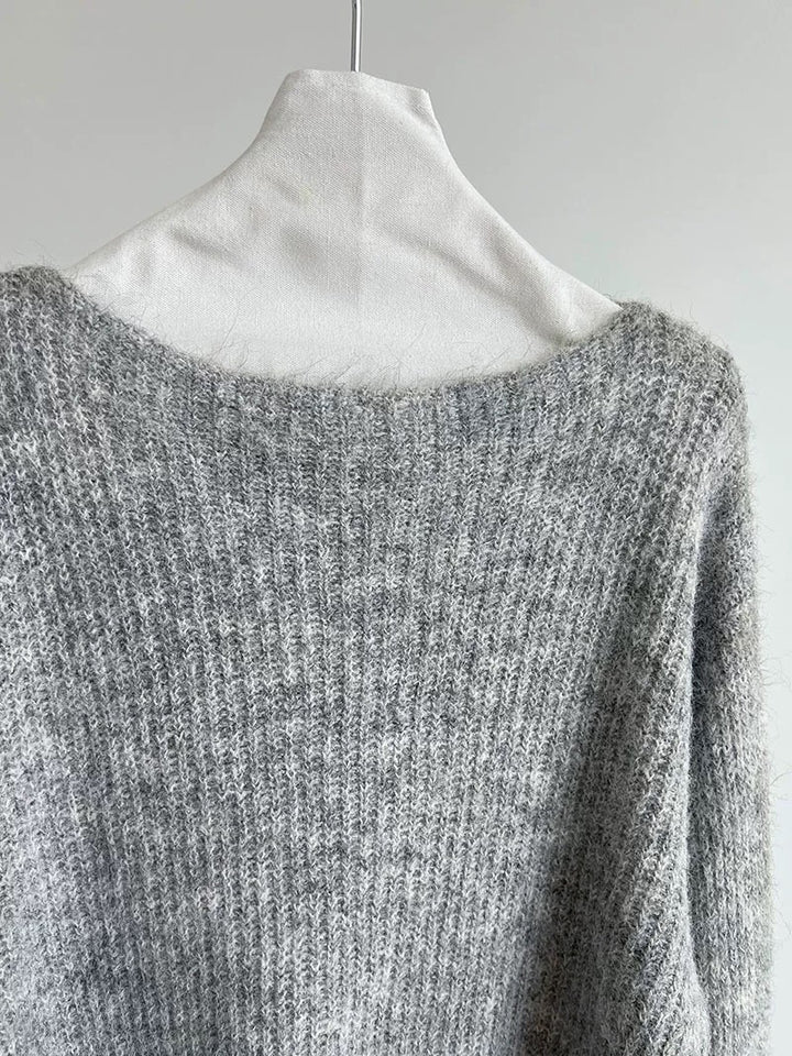 ウール混ニットリボン付きセータースカートセット