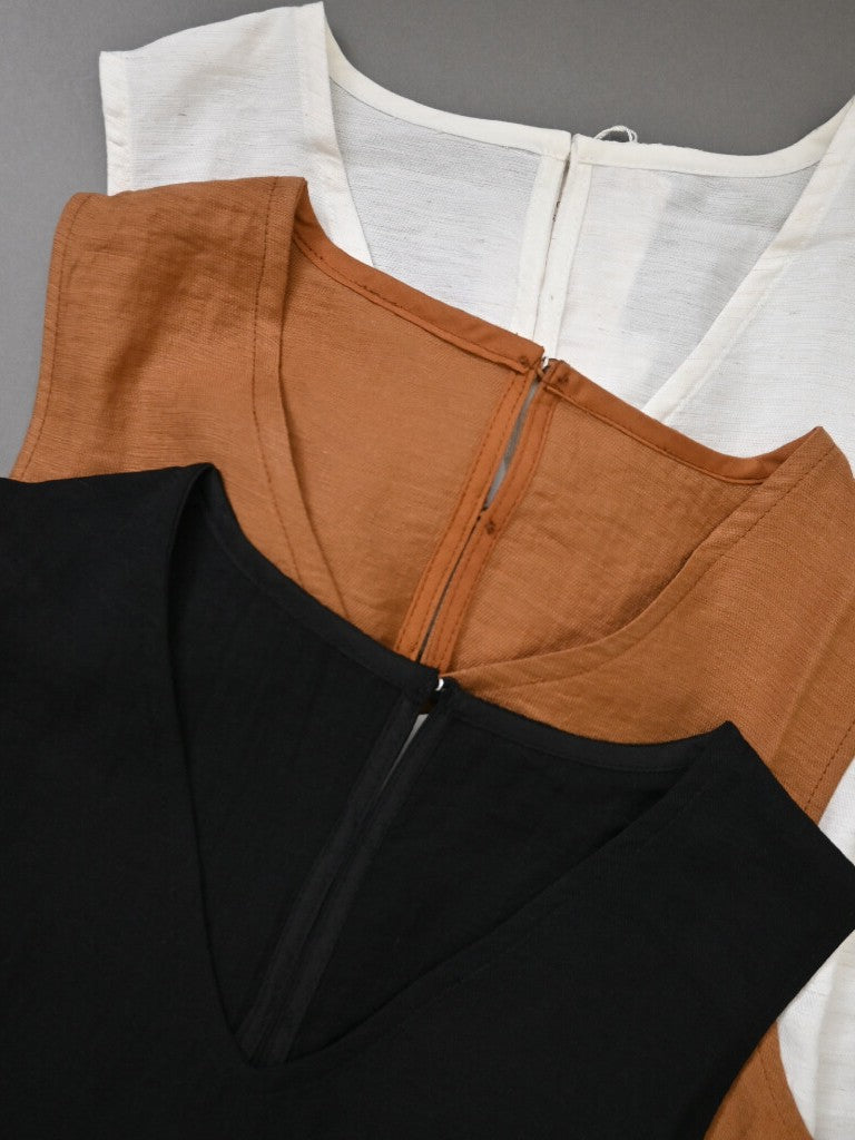 【 Select 】リネンタッチタイ付きスリーブレスワンピース