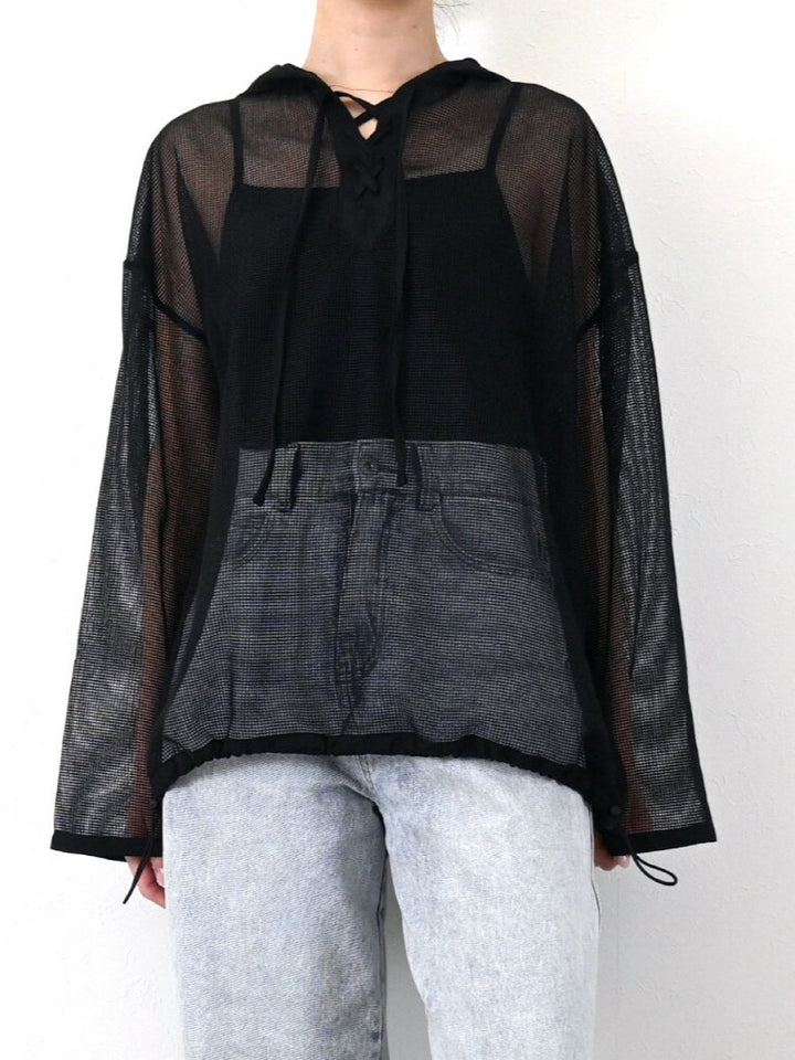 【 Select 】メッシュカットソーフーディープルオーバー