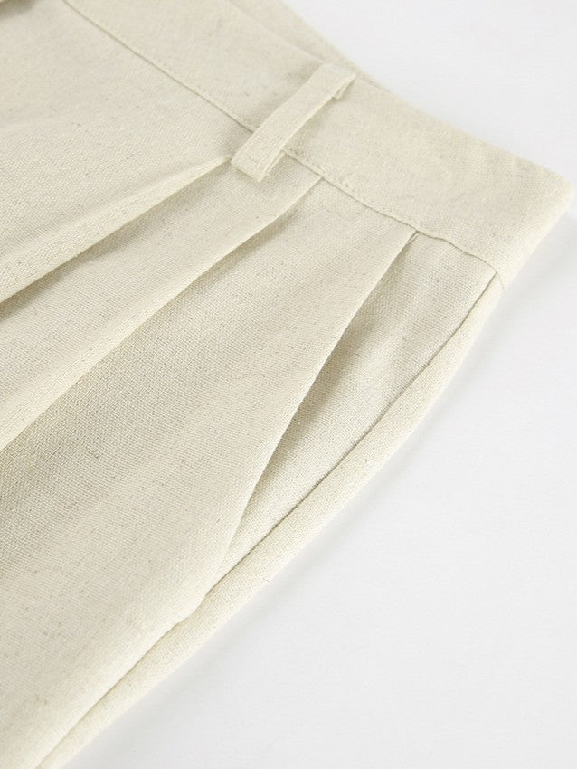 コットンリネンテーラードベストパンツセット