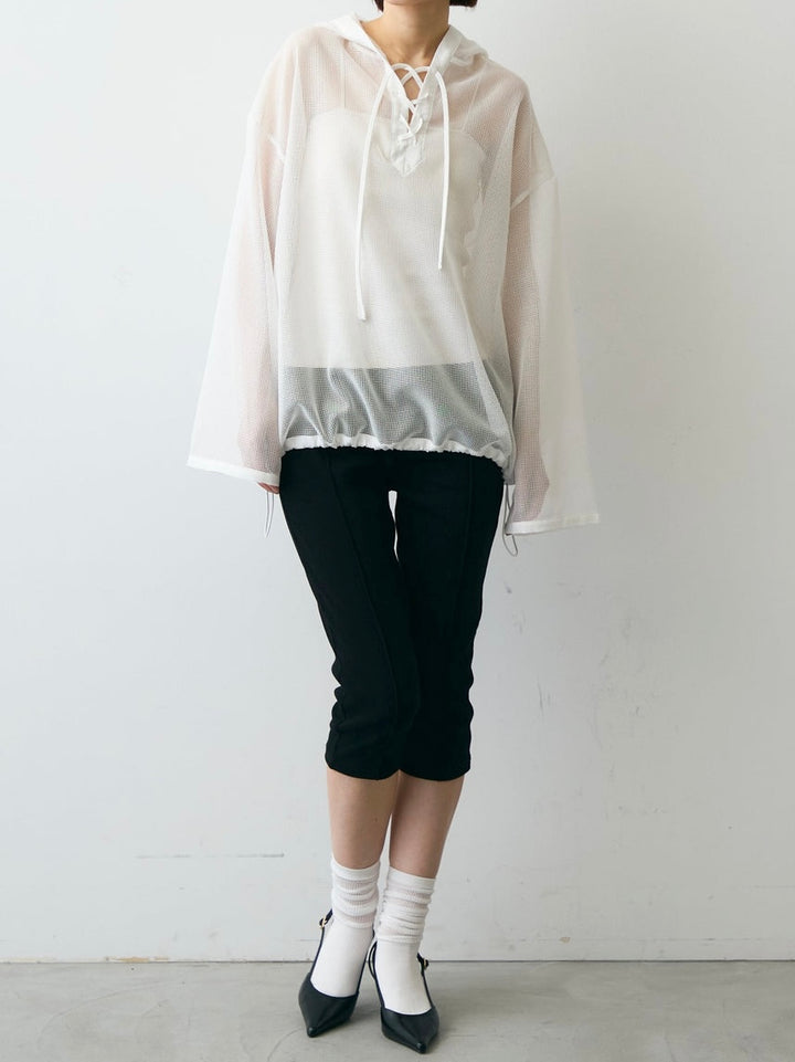 【 Select 】メッシュカットソーフーディープルオーバー