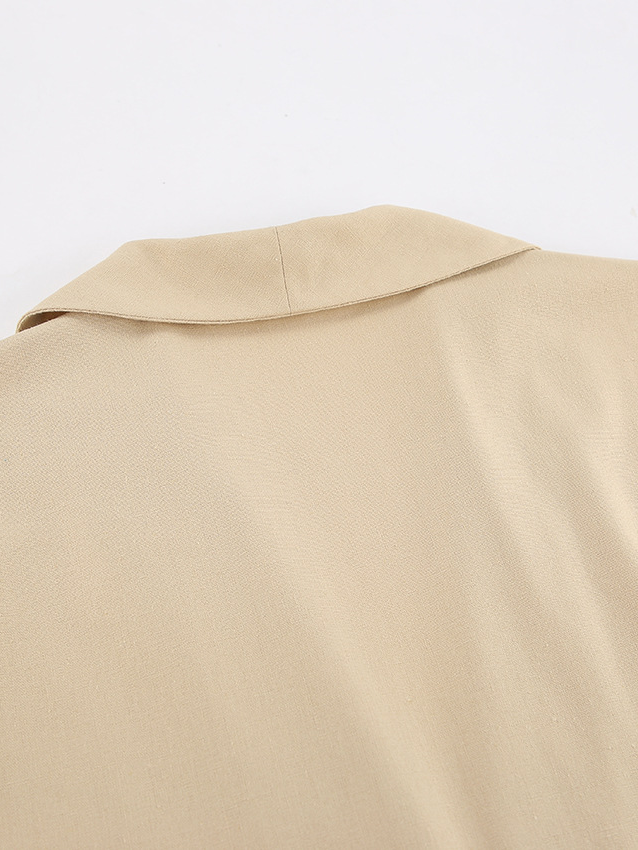 リネンブレンドスリーブレスジャケットショーツセット