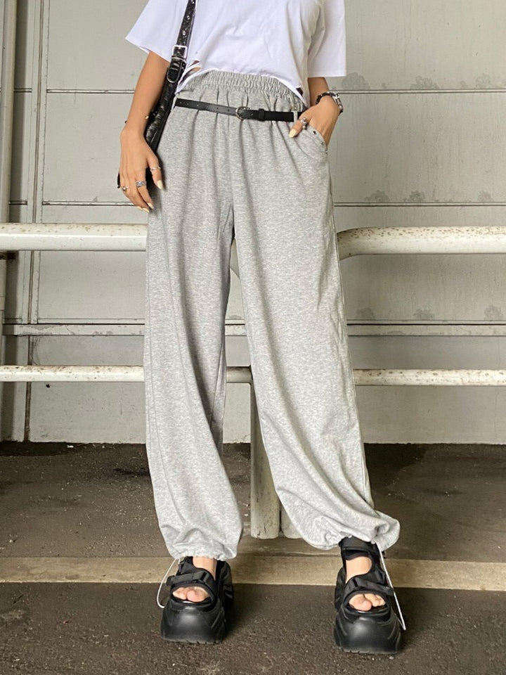 【 Select 】ベルト付きダブルループスタッズワイドパラシュートスウェットパンツ