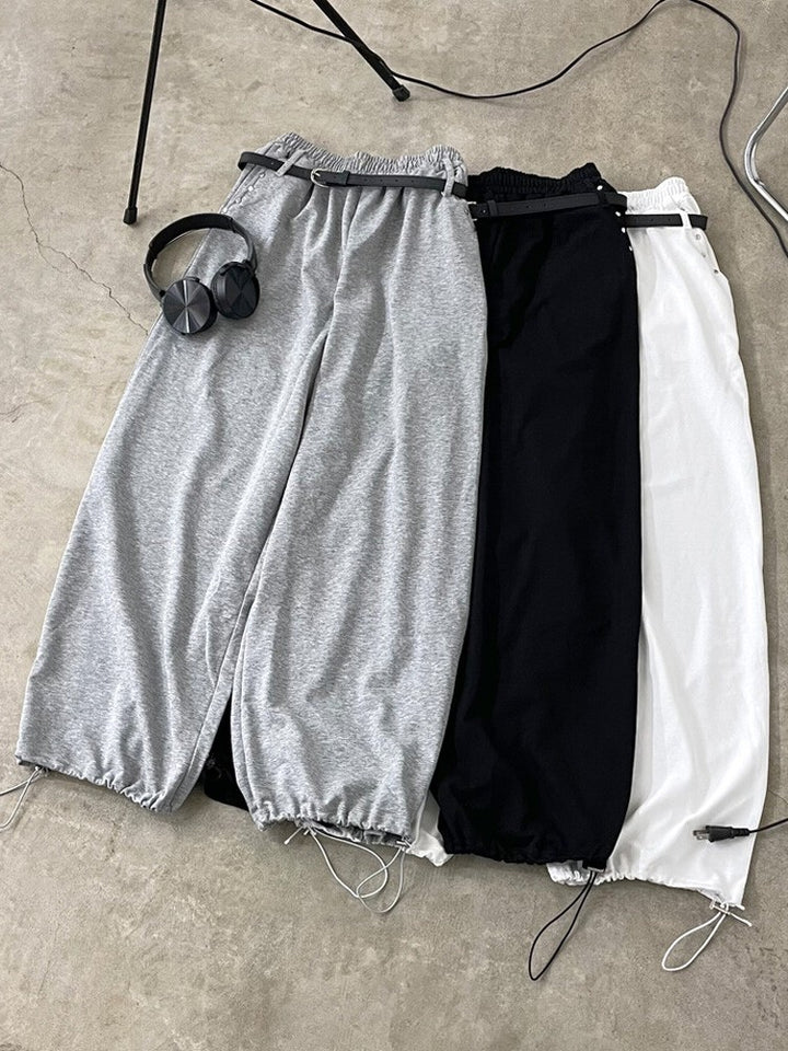 【 Select 】ベルト付きダブルループスタッズワイドパラシュートスウェットパンツ