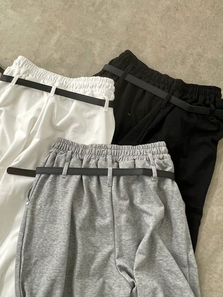 【 Select 】ベルト付きダブルループスタッズワイドパラシュートスウェットパンツ