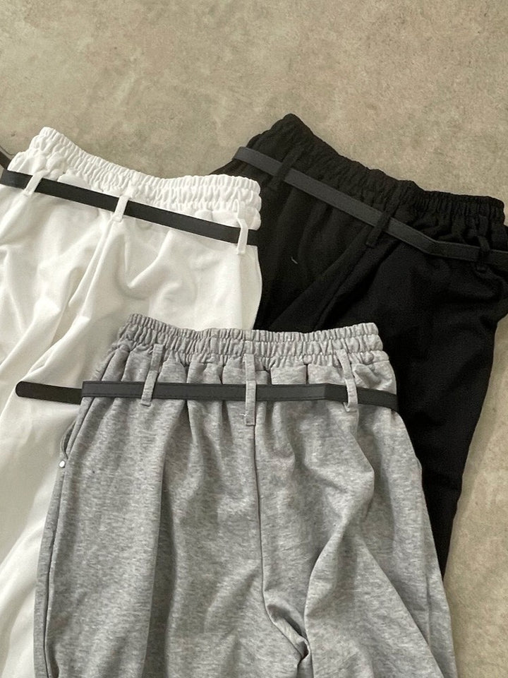 【 Select 】ベルト付きダブルループスタッズワイドパラシュートスウェットパンツ