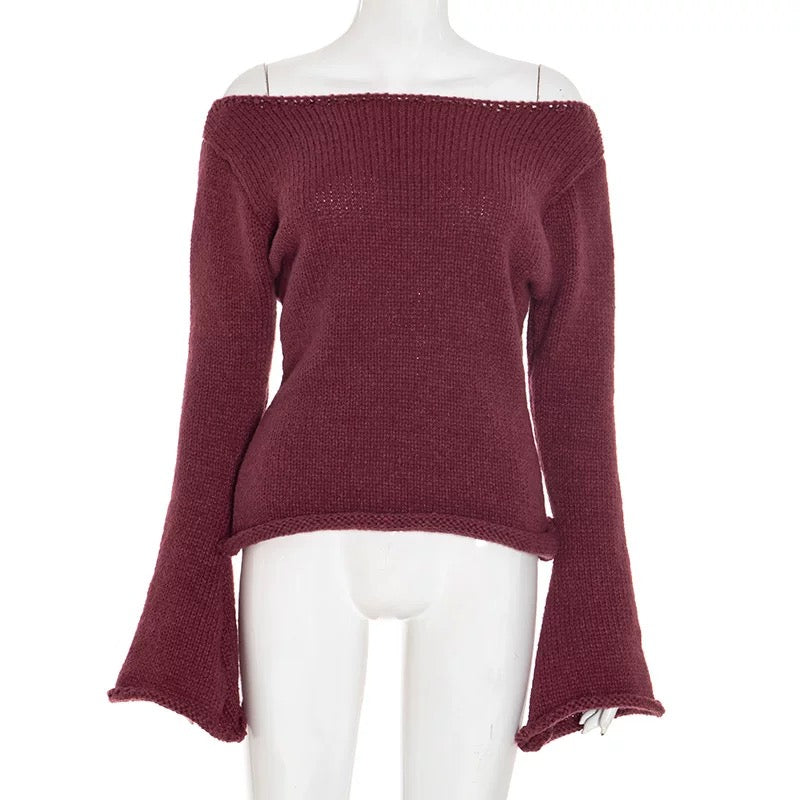 ベルスリーブオフショルニット