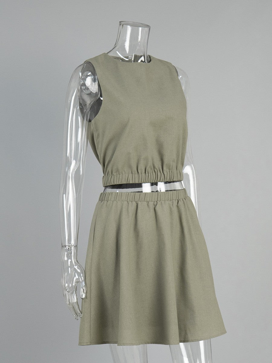 綿麻セパレートスリーブレスワンピース