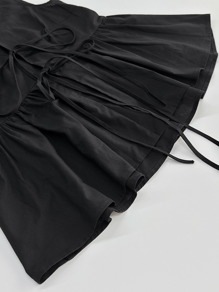 レースアップスリーブレスチュニックフレアパンツセット