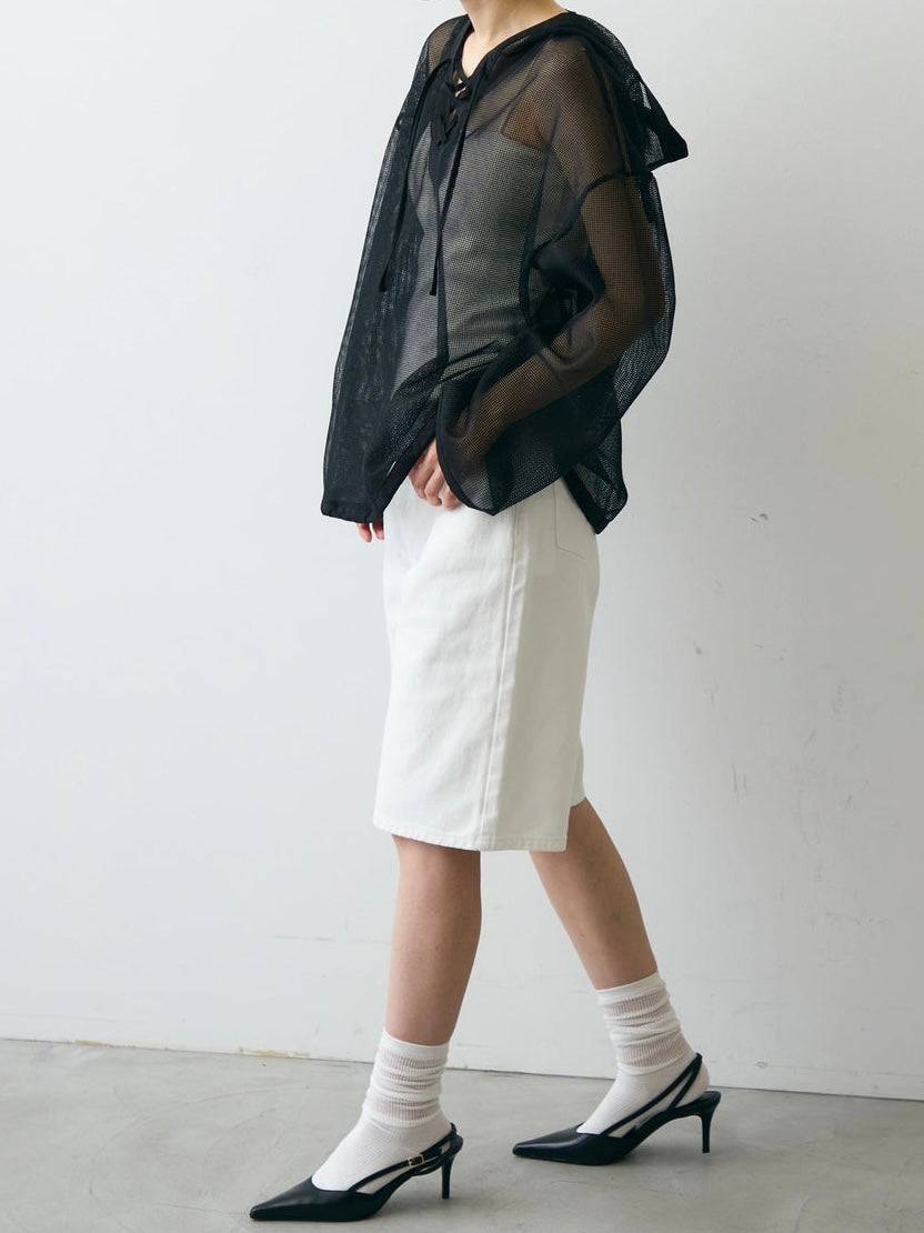 【 Select 】メッシュカットソーフーディープルオーバー