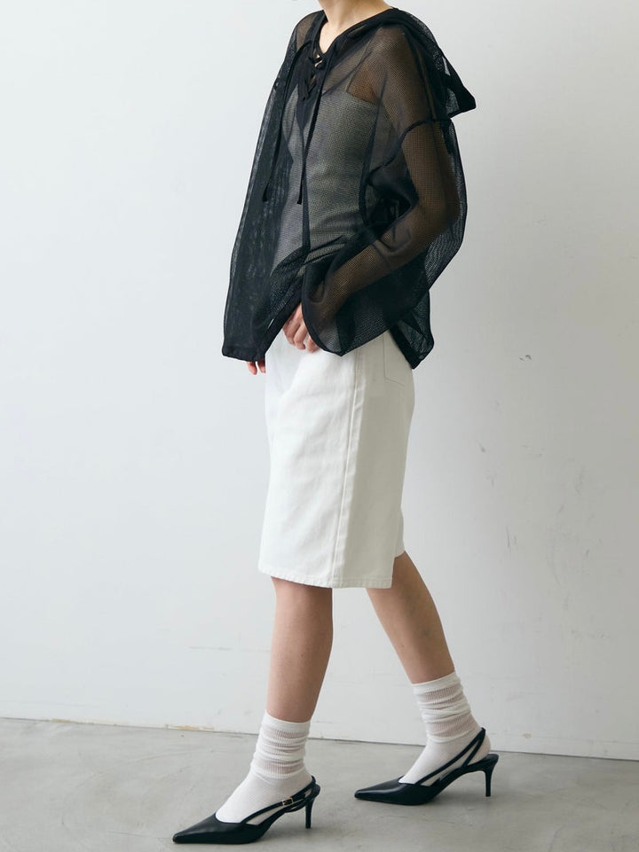 【 Select 】メッシュカットソーフーディープルオーバー