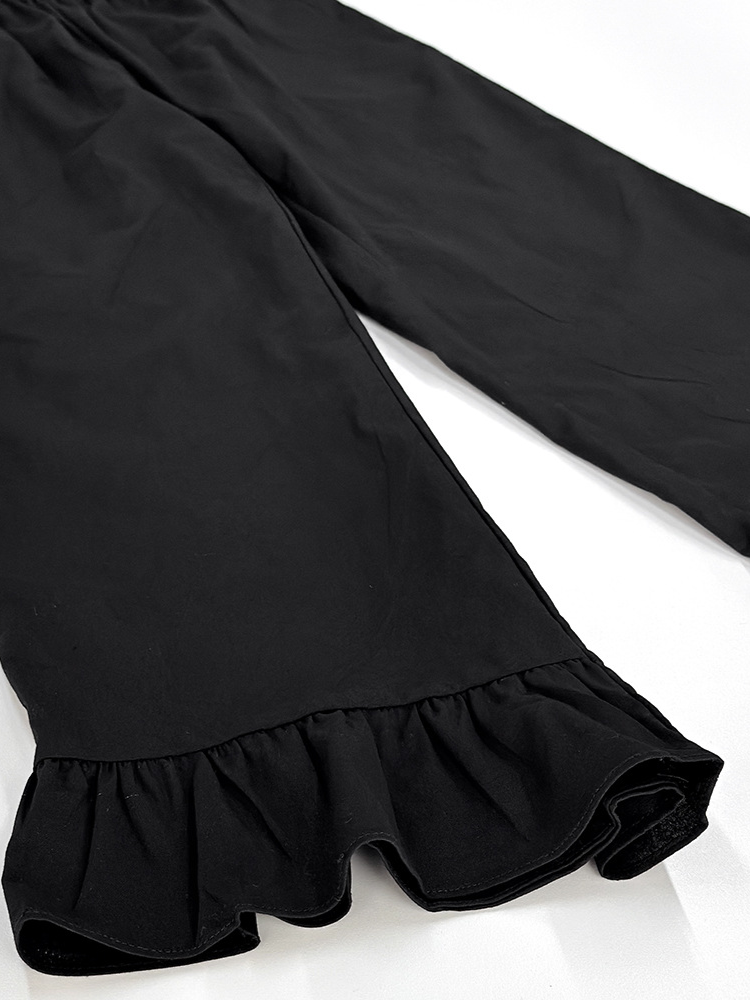 レースアップスリーブレスチュニックフレアパンツセット