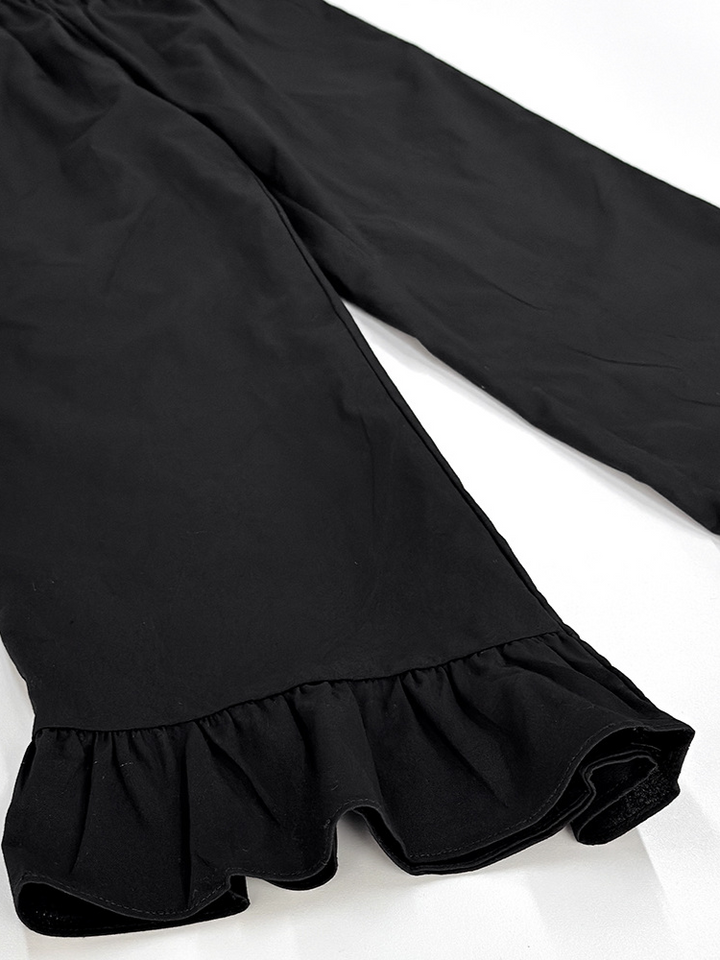 レースアップスリーブレスチュニックフレアパンツセット