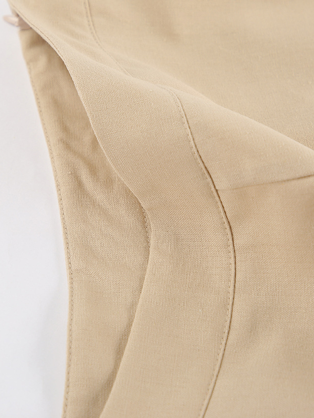 リネンブレンドスリーブレスジャケットショーツセット