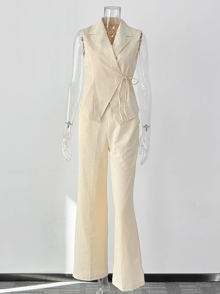 コットンラップベストパンツセットアップ