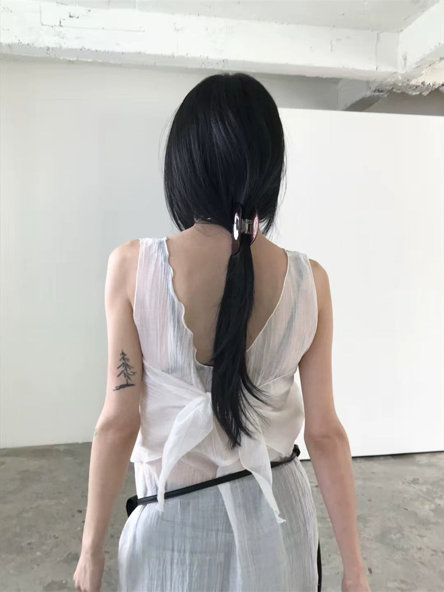 スカーフ付きテクスチャーワンピース