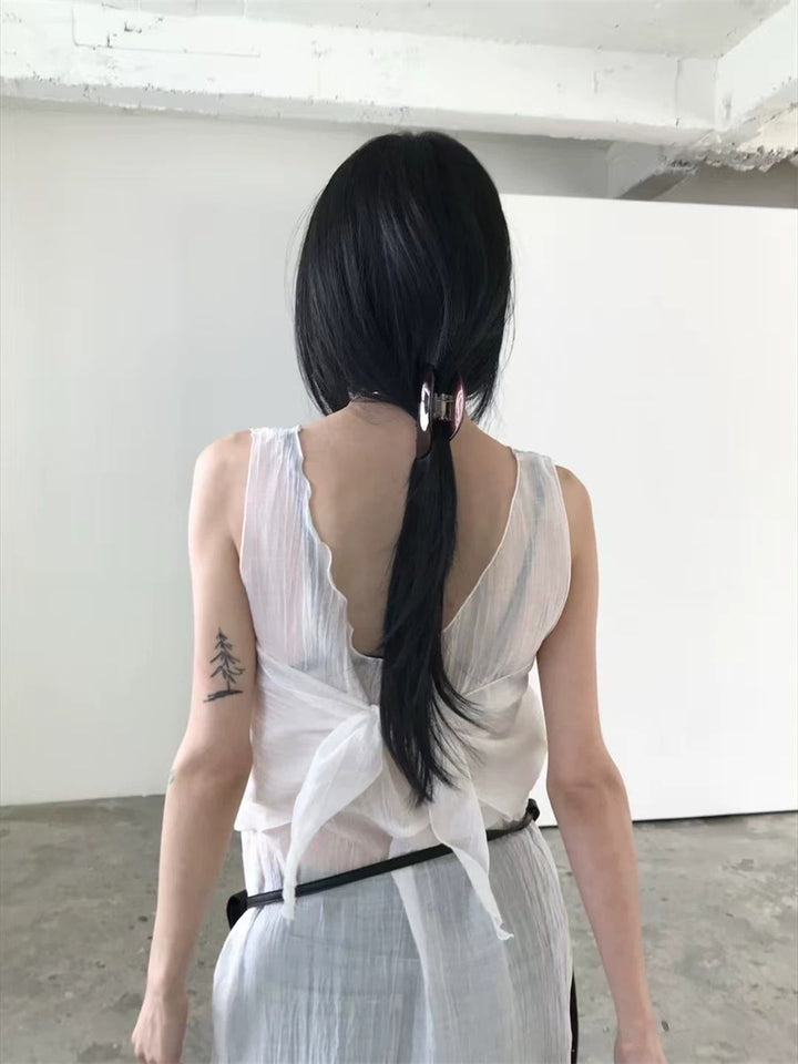 スカーフ付きテクスチャーワンピース