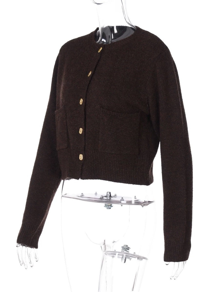 ウール混ニュアンスボタンニットカーディガン