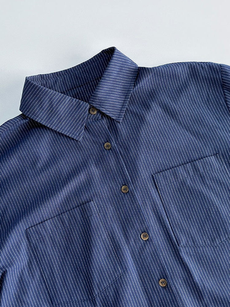 ピンストライプシャツパンツセットアップ