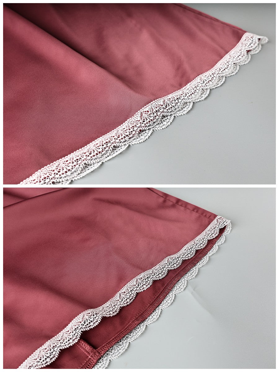 サテンレースミニスカート