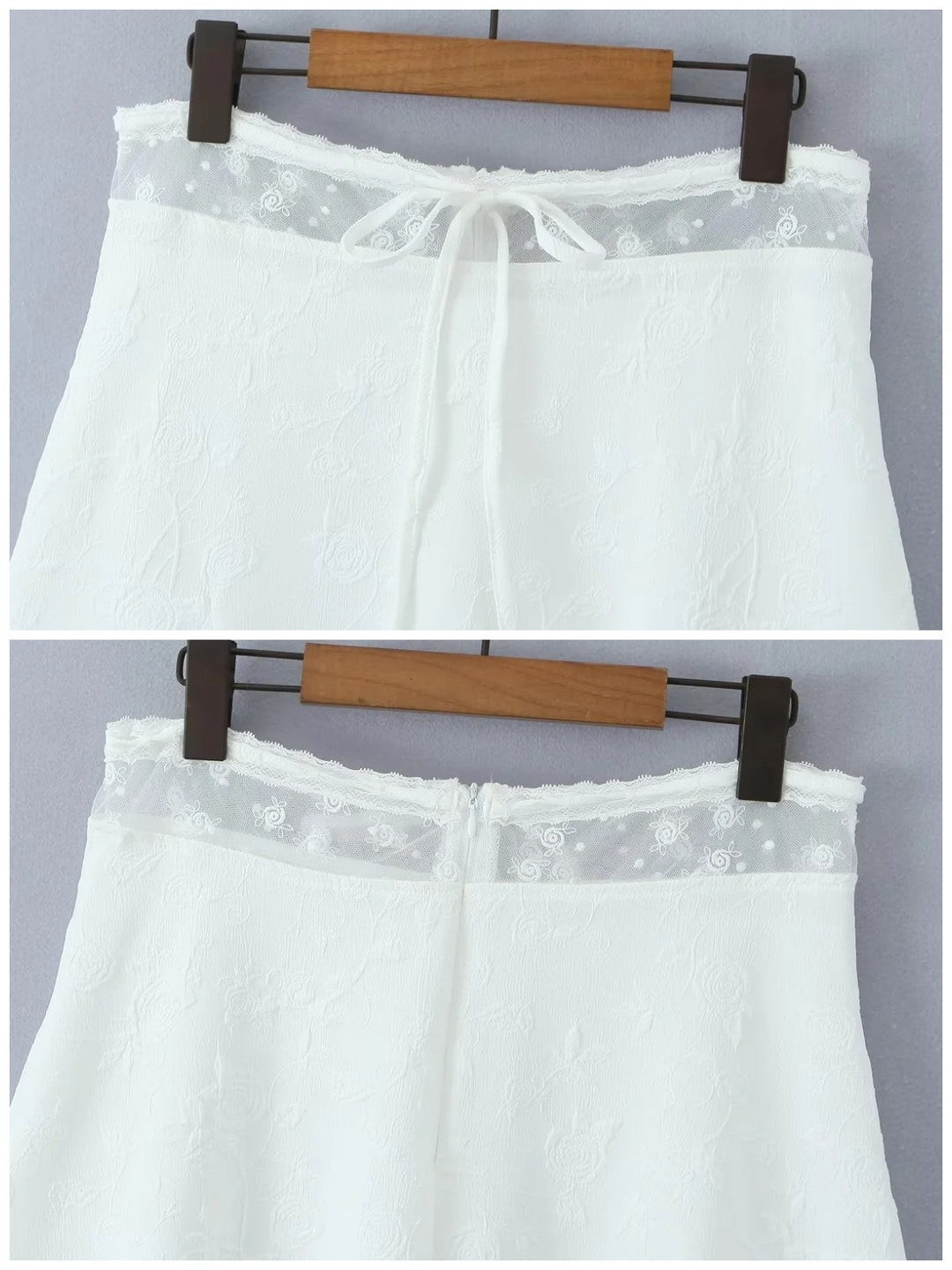 レイヤード風シアーレースミディスカート