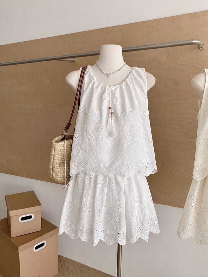 ビーズタッセルカットワークレースセットアップ