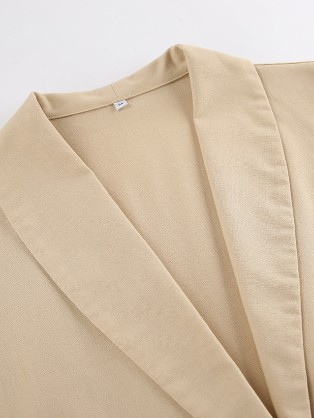 リネンブレンドスリーブレスジャケットショーツセット