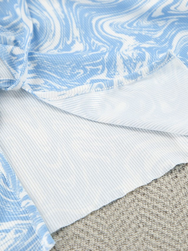 マーブルリブレースアップパンツセットアップ