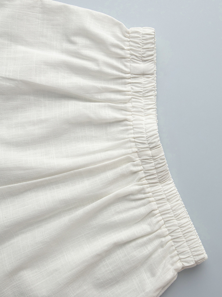 レースアップシャツフリルショートパンツセット