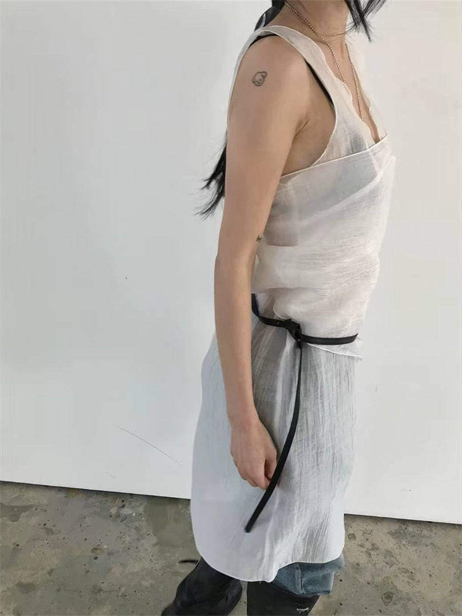 スカーフ付きテクスチャーワンピース