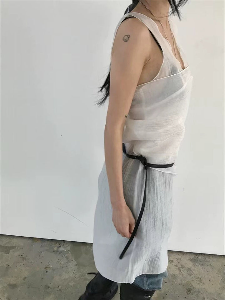 スカーフ付きテクスチャーワンピース