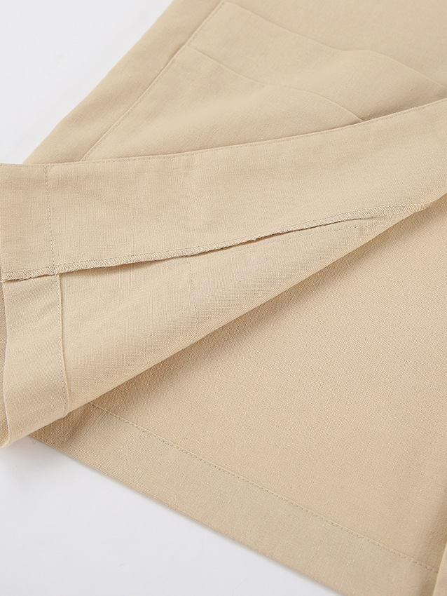 リネンブレンドスリーブレスジャケットショーツセット