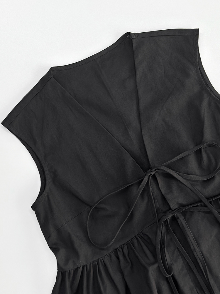 レースアップスリーブレスチュニックフレアパンツセット