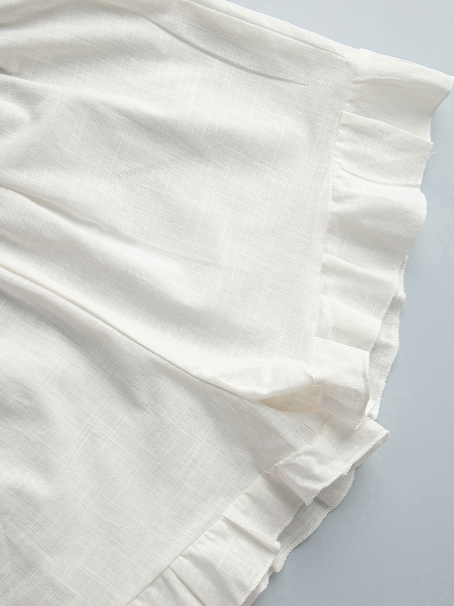 レースアップシャツフリルショートパンツセット