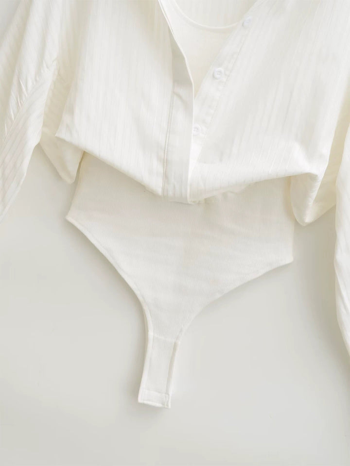 レイヤー風シャツボディースーツ