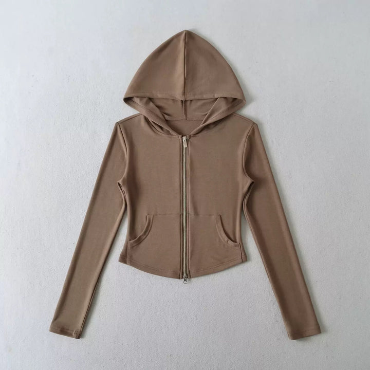 ベーシックソリッドカラージップアップパーカー