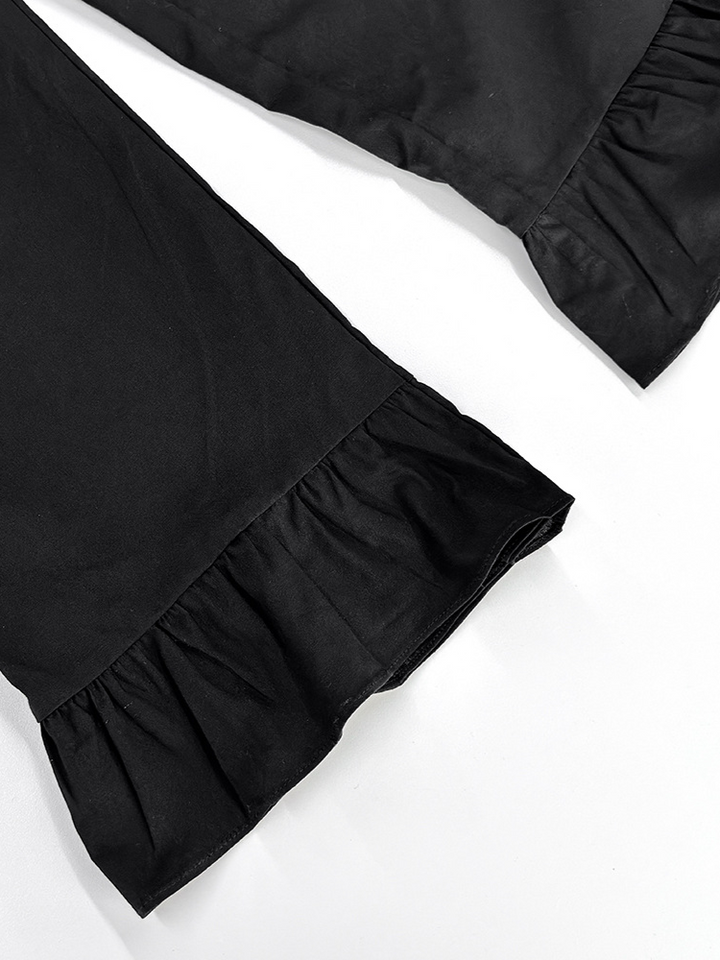 レースアップスリーブレスチュニックフレアパンツセット