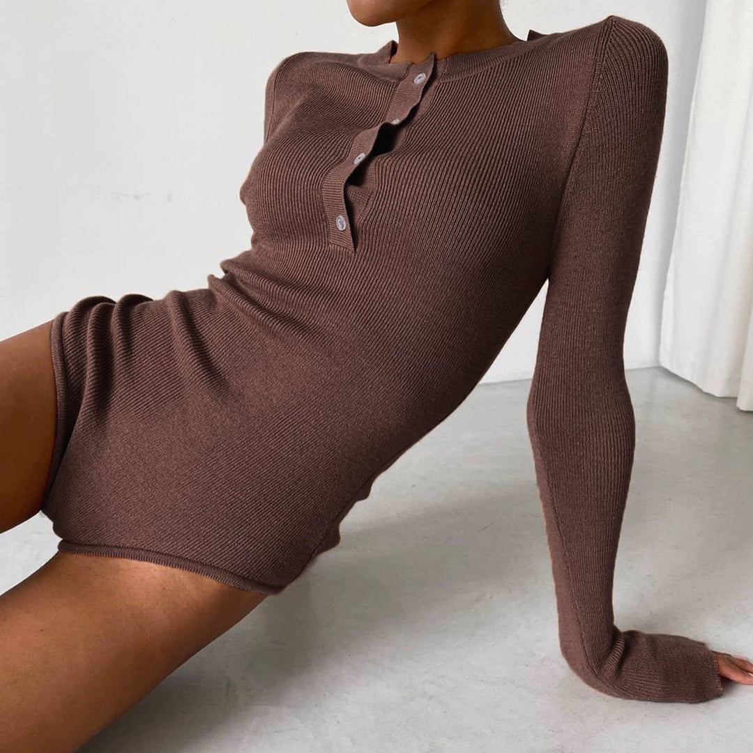 ソフトリブヘンリーネックボディースーツ