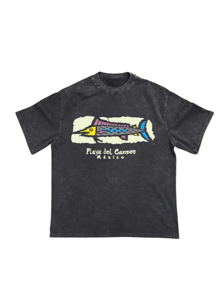 Mexico Fish アートプリントTシャツ