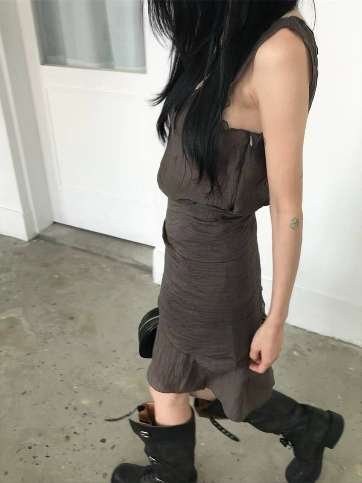 スカーフ付きテクスチャーワンピース