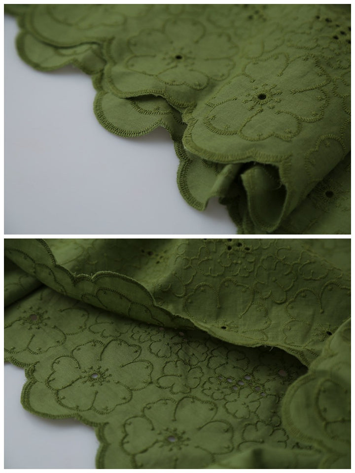 刺繍スカラップノースリーブトップス